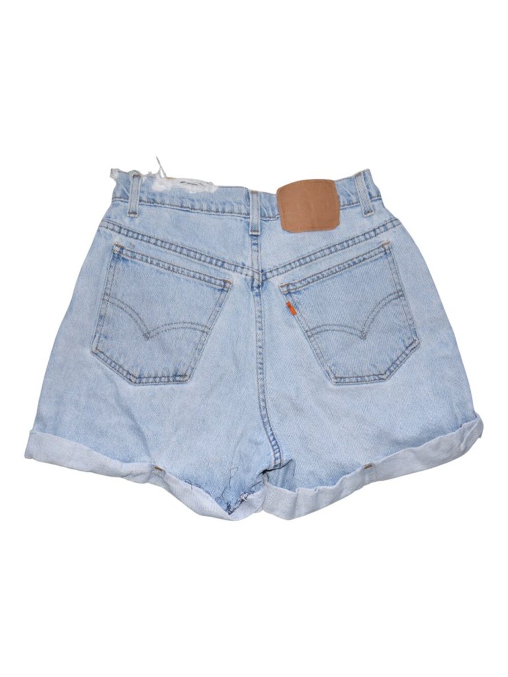 Vtg Levis Orange Tab Jean Shorts Womens size 26 Light Wash Distressed Bleached